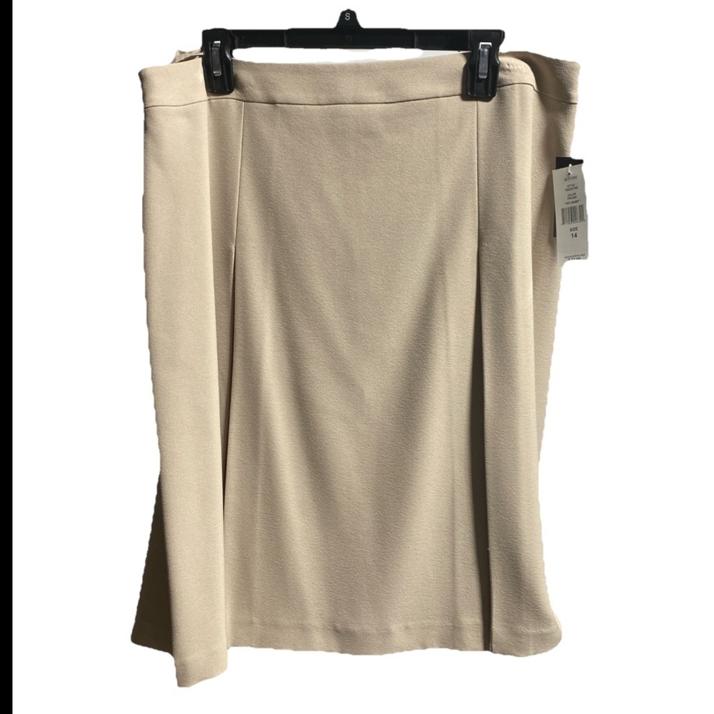 JM Studio by John Meyer Skirt Petite 14 NWT Beige Pleated A-Line Midi M-25 - Picture 8 of 14